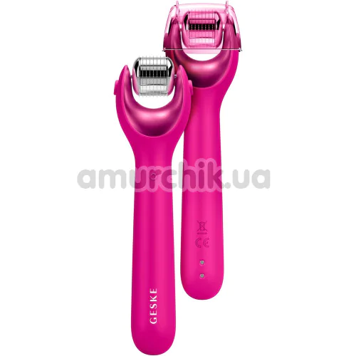 Массажер-роллер для лица с микроиглами Geske MicroNeedle Face Roller 9 in 1, ярко-розовый