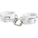 Фіксатори для рук Theatre Leather Handcuffs, білі - Фото №1