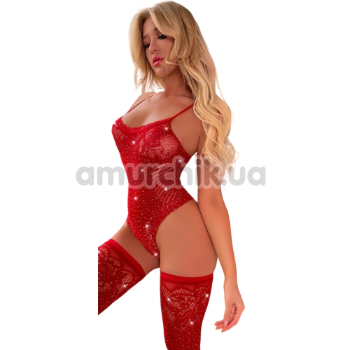 Комплект JSY Sexy Lingerie WW7238, красный: боди + чулки