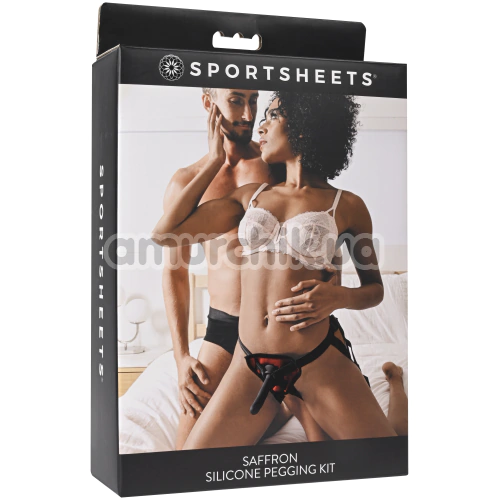Страпон Sportsheets Saffron Silicone Pegging Kit, чорний