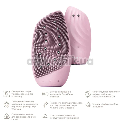 Щетка для лица Geske Sonic Thermo Facial Brush & Face-Lifter 8 in 1, светло-розовая