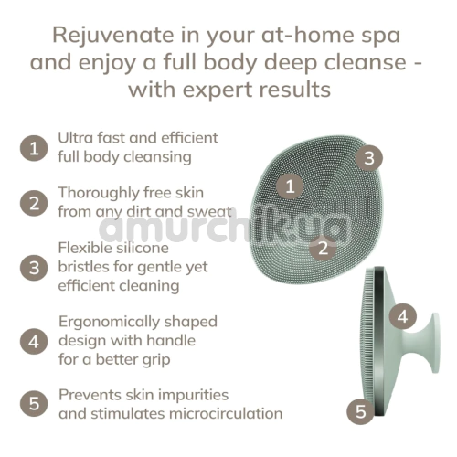 Щетка для тела Geske Body Brush 4 in 1 Suction Mount Metal, зеленая