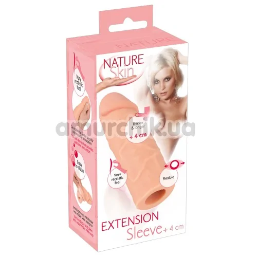 Насадка на пеніс Nature Skin Extension Sleeve  +4cm, тілесна