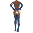Комплект Star Night Mesh Printed Sexy Bra Set, синий: бюстгальтер + трусики-стринги + пояс для чулок + чулки + перчатки - Фото №8