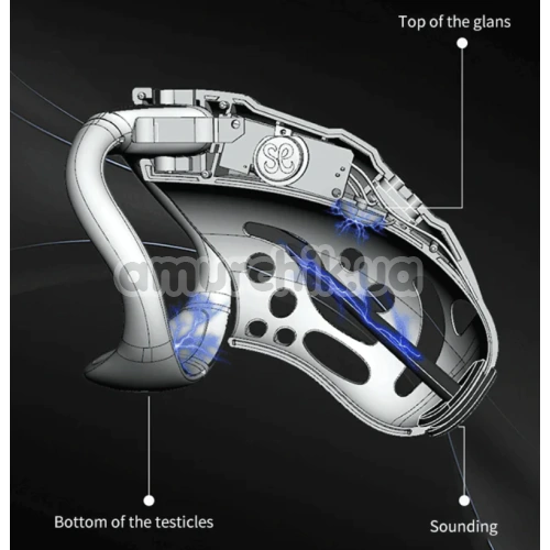 Пояс верности с электростимуляцией Lockink Sevanda Nautilus Estim Remote Control Chastity Cage, черный
