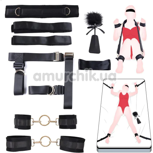 Бондажный набор Lockink Yeahwow Bed Restraint Set, черный - Фото №1