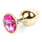 Анальная пробка с розовым кристаллом Exclusivity Jewellery Gold Plug, золотая - Фото №1
