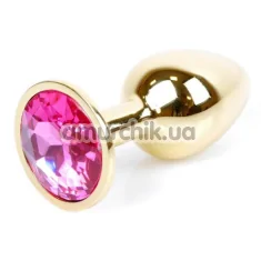 Анальная пробка с розовым кристаллом Exclusivity Jewellery Gold Plug, золотая - Фото №1