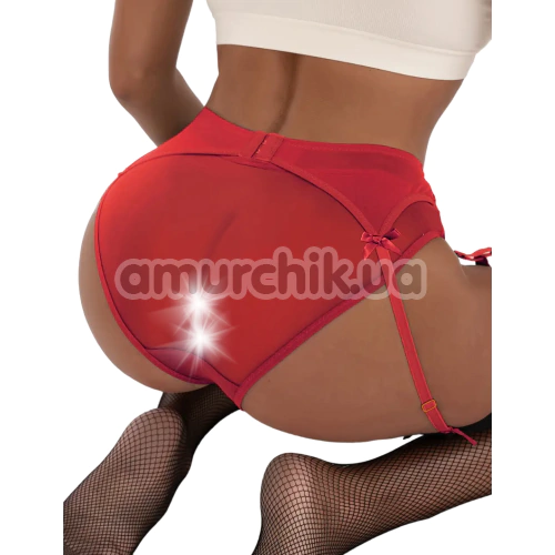 Комплект Star Night Sheer & Lace Bow Garter Belt, червоний: пояс для панчіх + трусики