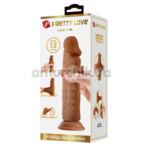 Фаллоимитатор Sliding Skin Quentin 7.2, коричневый