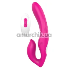 Безремневой страпон с вибрацией Vibes Of Love Remote Double Dipper, розовый - Фото №1