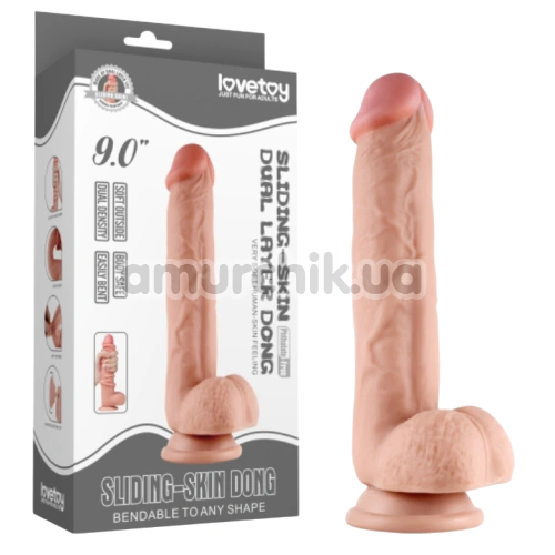 Фаллоимитатор Sliding-Skin Dual Layer Dong 9.0, телесный