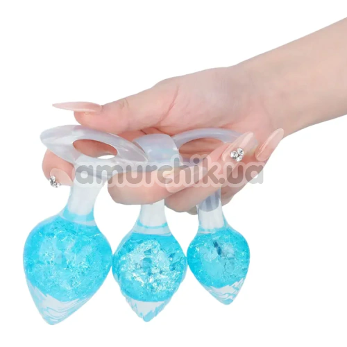Анальна пробка Liebe Seele Crystal Heart-Shaped Anal Plug Small, блакитна