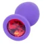 Анальная пробка с красным кристаллом Exclusivity Jewellery Silicon Plug M, фиолетовая - Фото №2