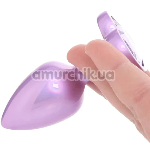 Анальна пробка з фіолетовим кристалом Jewel Small Amethyst Heart Plug, фіолетова
