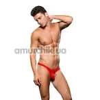 Труси-стрінги чоловічі Microfiber Lace-Up Low-Rise Thong, червоні - Фото №1