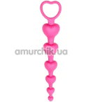 Анальная цепочка Alume Silicone Heart Bead Anal Chain, розовая - Фото №1