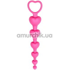 Анальная цепочка Alume Silicone Heart Bead Anal Chain, розовая - Фото №1