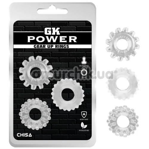 Набір з 3 ерекційних кілець GK Power Gear Up Rings, прозорий