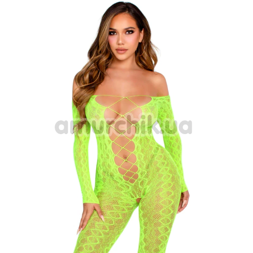 Комбинезон Leg Avenue Exotic Snake Crotchless Bodystocking, салатовый
