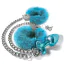 Анальна пробка з наручниками Nixie Metal Butt Plug & Fur Cuff Set, блакитна - Фото №1