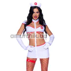 Костюм медсестры Leg Avenue Heartstopping Nurse Costume белый: платье + чепчик + перчатки + гартер - Фото №1