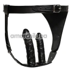 Трусики с фаллоимитаторами Zado Fetish Leather Briefs with 2 Dildos, черные - Фото №1