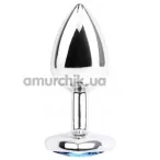 Анальна пробка з блакитним кристалом Heart Gem Anal Plug, срібна - Фото №1