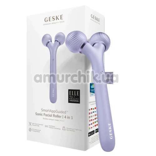 Ультразвуковий масажер для обличчя Geske Sonic Facial Roller 4 in 1, бузковий