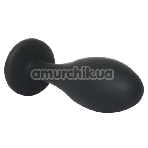 Анальна пробка з прозорим кристалом Exclusivity Jewellery Silicone Straight Plug M, чорна