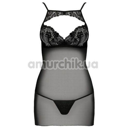 Комплект Passion Free Your Senses Veronique Chemise, черный: пеньюар + трусики-стринги