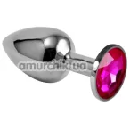 Анальна пробка з рожевим кристалом Rosebud Classic Metal Plug S, срібна - Фото №1