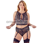 Комплект Cottelli Collection Lingerie 221361314, чорний: топ з фіксаторами для рук + трусики з підв'язками для панчіх - Фото №1
