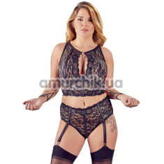 Комплект Cottelli Collection Lingerie 221361314, черный: топ с фиксаторами для рук + трусики с подвязками для чулок - Фото №1