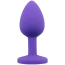 Анальная пробка с прозрачным кристаллом Classic Silicone Butt Plug With Crystal, фиолетовая - Фото №3