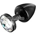 Анальна пробка з прозорим кристалом SWAROVSKI Anni Round T2, чорна - Фото №1