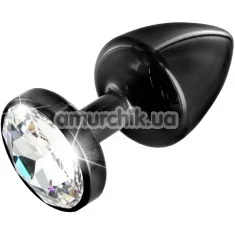 Анальна пробка з прозорим кристалом SWAROVSKI Anni Round T2, чорна - Фото №1