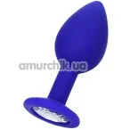 Анальная пробка с прозрачным кристаллом ToDo Anal Plug Brilliant S, синяя - Фото №1