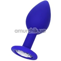 Анальная пробка с прозрачным кристаллом ToDo Anal Plug Brilliant S, синяя - Фото №1