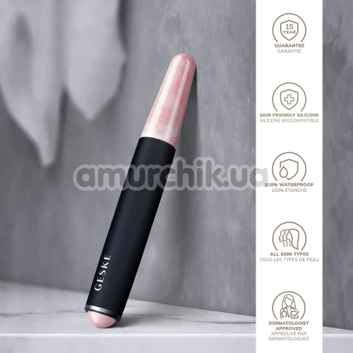 Ручка-масажер для обличчя Geske Double-Sided Rose Quartz Depuffing Pen 7 in 1, чорний