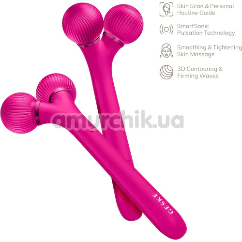 Ультразвуковий масажер для обличчя Geske Sonic Facial Roller 4 in 1, яскраво-рожевий