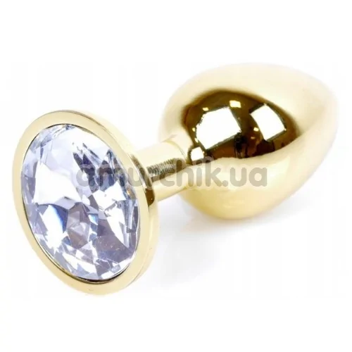 Анальная пробка с прозрачным кристаллом Exclusivity Jewellery Gold Plug, золотая - Фото №1