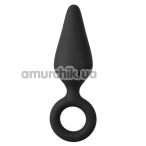Анальна пробка Alume Silicone Teardrop Anal Plug With Ring S, чорна - Фото №1