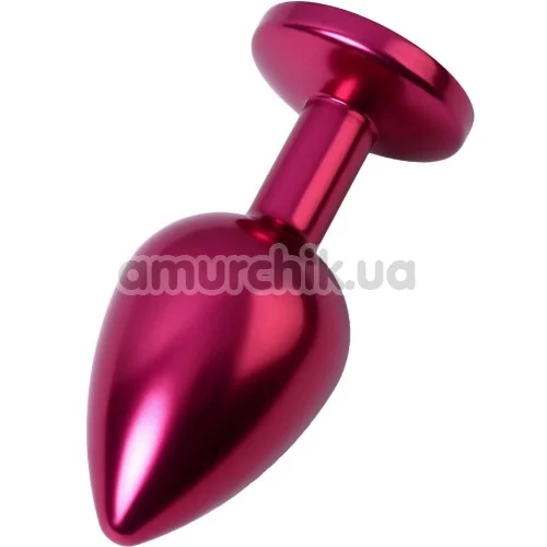 Анальна пробка з червоним кристалом Toyfa Metal 717008-99, рожева