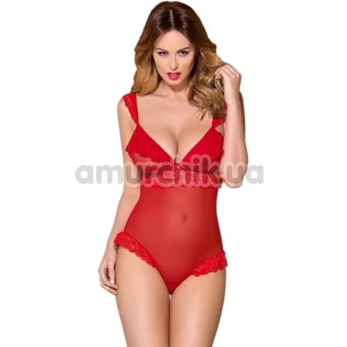 Боди Obsessive 863-TED-3, красное - Фото №1