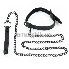 Нашийник Lovetoy Bondage Fetish Black Matt Collar With Leash, чорний - Фото №1