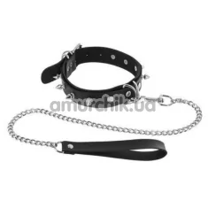 Ошейник с поводком Fetish Tentation Choker Spikes and Leash, чёрный - Фото №1