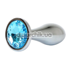 Анальная пробка с голубым кристаллом Exclusivity Jewellery Silver Straight Plug L, серебряная - Фото №1