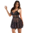 Комплект Star Night Sexy Black Lace Set With Heart Design, чорний: пеньюар + трусики-стрінги - Фото №2