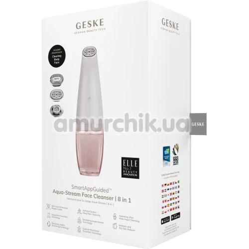 Устройство для очищения кожи лица Geske Aqua-Stream Face Cleanser 8 in 1, кремовое